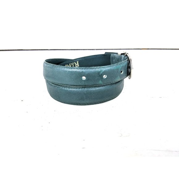 Vintage green skinny leather belt - Picture 2 of 5